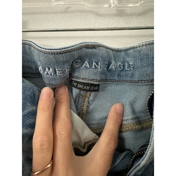 American Eagle The Dream Jean Hi-Rise Jeggings Distressed Light Wash Size 6 - Picture 3 of 6